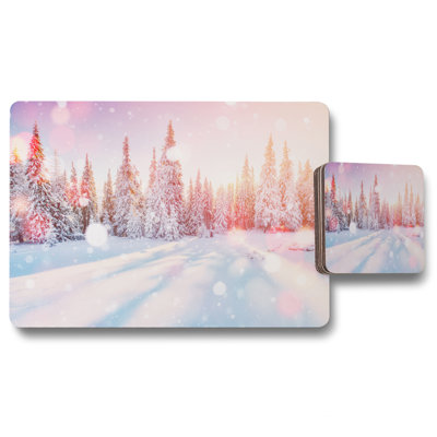Gale Wood/Bamboo, Polyester No Pattern Rectangle Placemat, Coaster