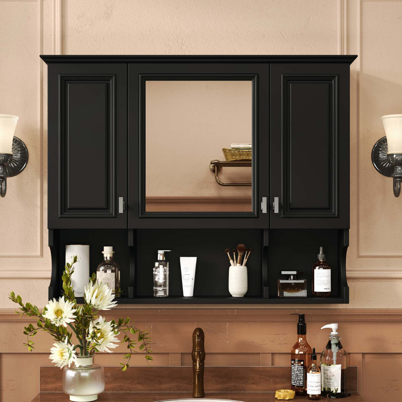 Modern Wall Mounted Bathroom Cabinet with Versatile Storage and Stylish Design, Black