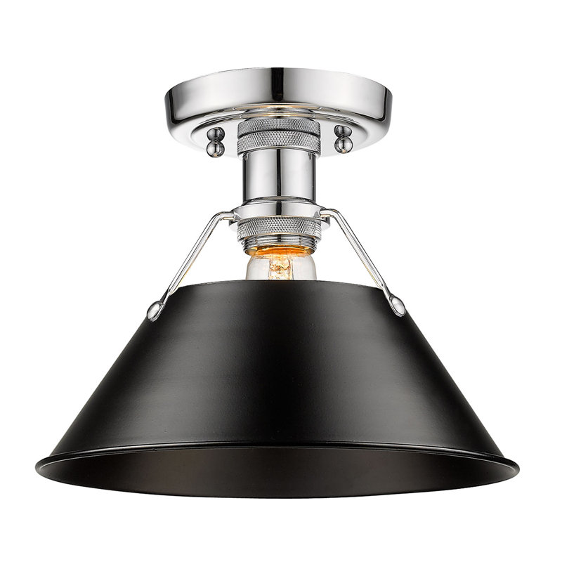 Plafonnier encastré à une lumière de 10 po Weatherford, Chrome, Noir mat