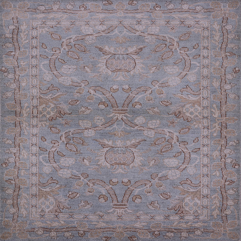 Tapis oriental bleu / brun Bartisan, Carré 4 pi