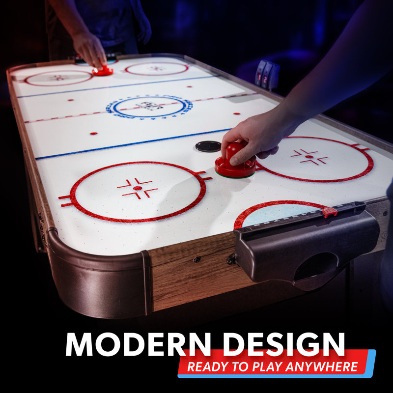 Table de jeu de hockey sur coussin d'air de 48 pouces GoSports - comprend 2 poussoirs, 3 rondelles, un moteur à courant alternatif et un tableau de pointage à DEL - Chêne