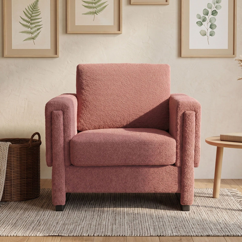 Fauteuil d'appoint rembourré à accoudoirs carrés, Red