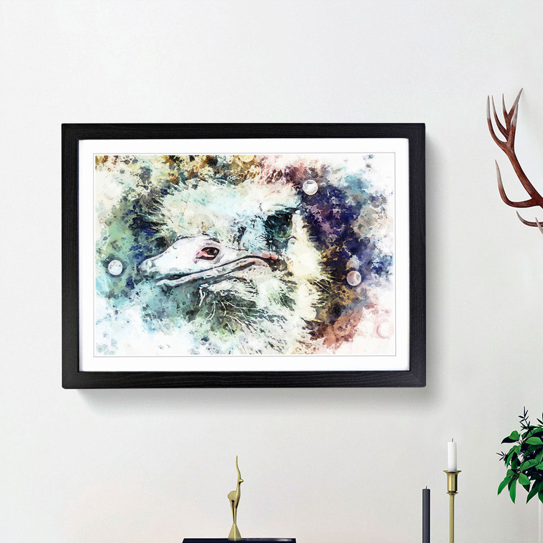 Curious Ostrich in Abstract - Picture Frame Painting Print