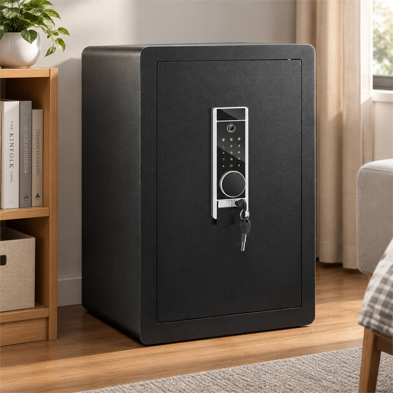 Coffre-fort domestique en acier de 60 cm de hauteur et de 62 litres, idéal pour ranger argent liquide, or et autres objets de valeur.