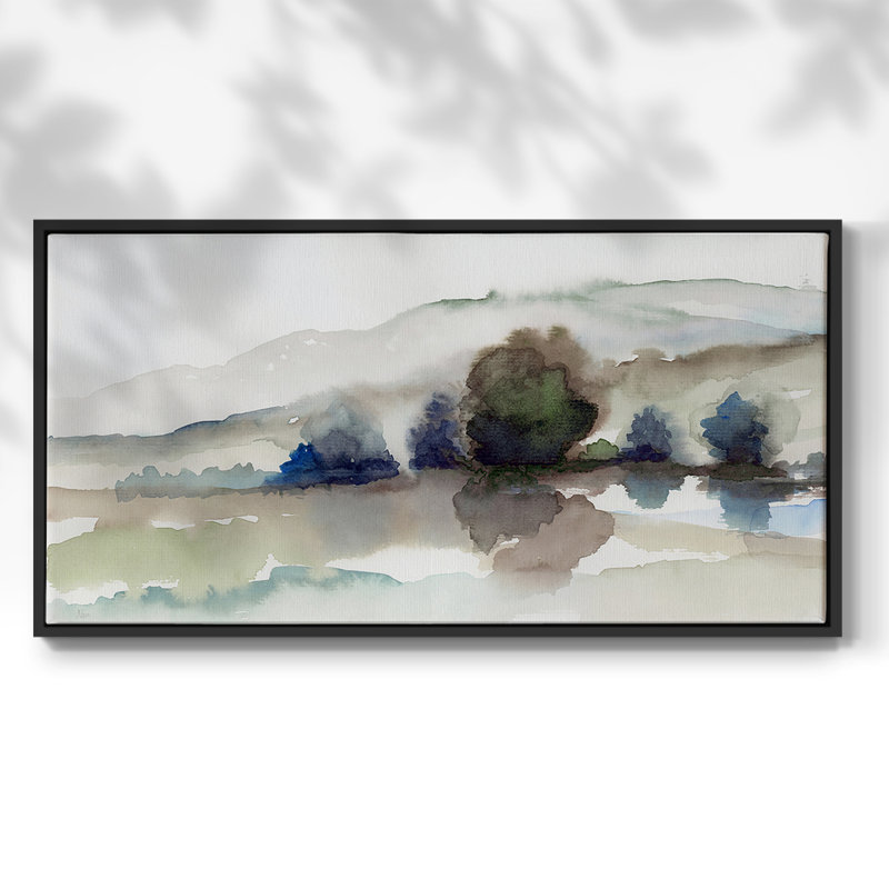 «Morning Morning II» - Toile tendue avec châssis encadré - Prêt à être accroché, H 17 po x l 33 po, Noir, noir, noir, noir