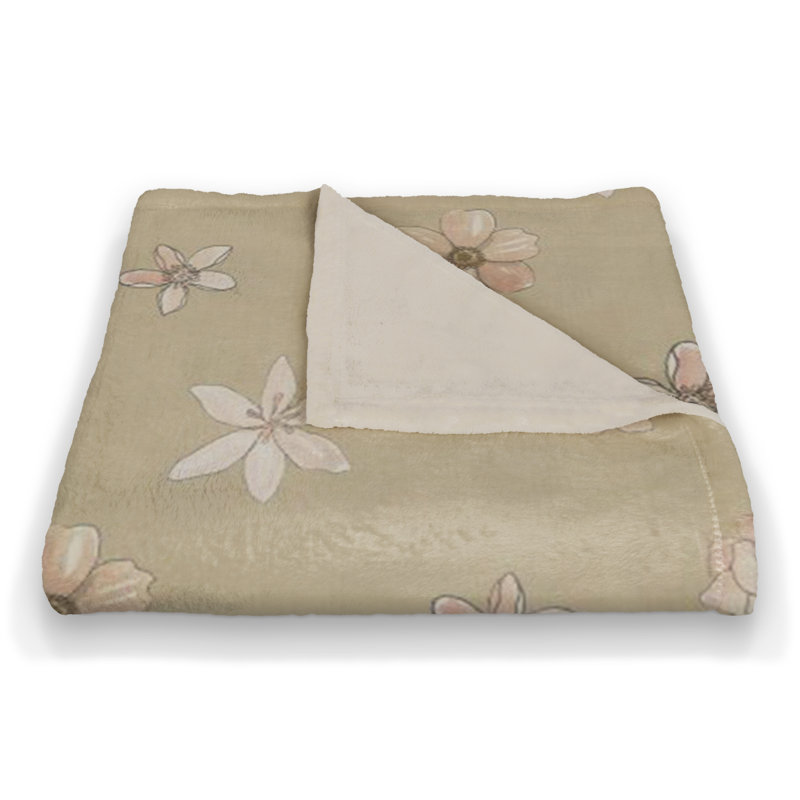 Jeté en molleton délicat, Brun clair floral 2