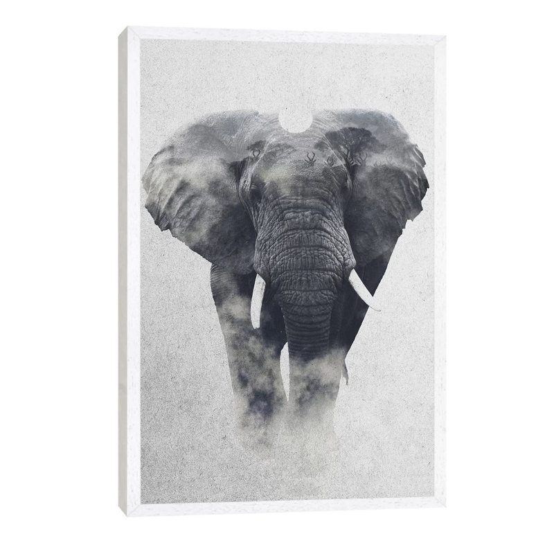Elephant by Andreas Lie - Floater Frame Print on Canvas, 101.6 cm H x 66.04 cm W, White Framed