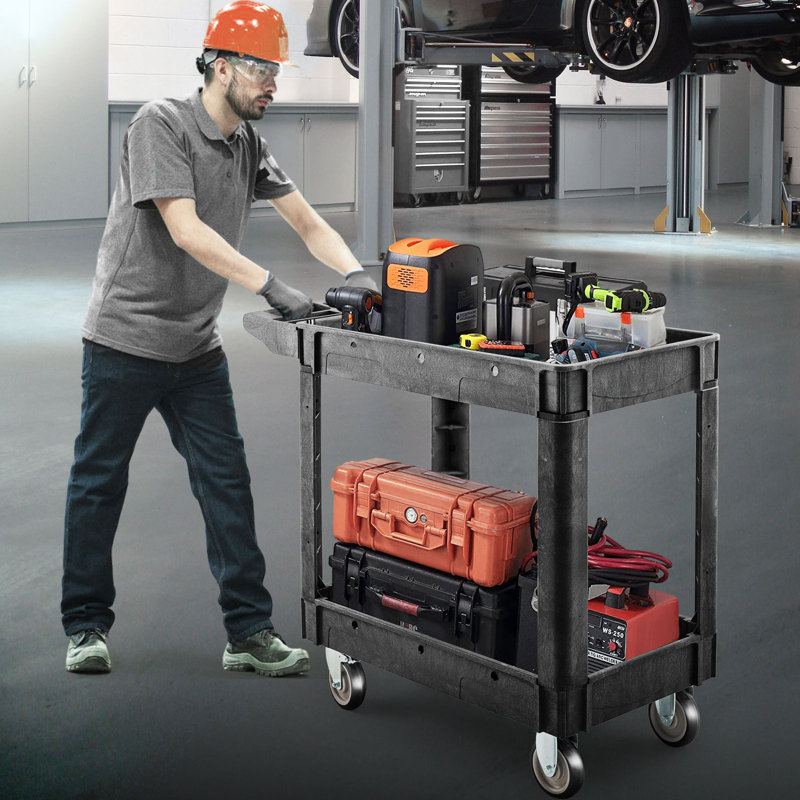 33.6'' H x 17.6'' W Utility Cart, Black