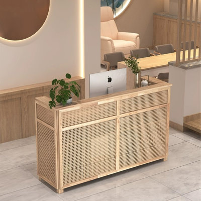 47.24" Brown Rectangular Solid Wood Reception Desk