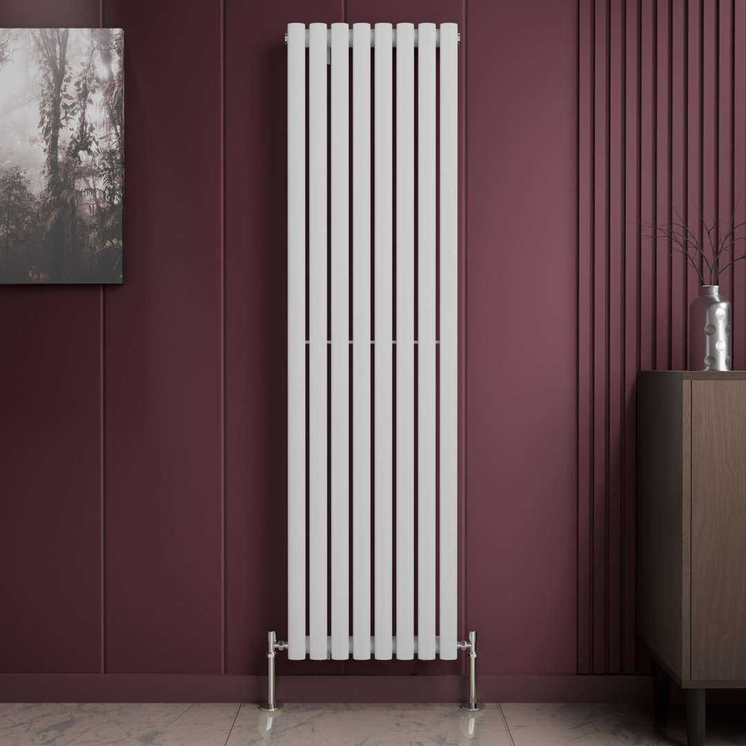 iBathUK Princia Vertical Single Oval Panel Radiator Angled Valve