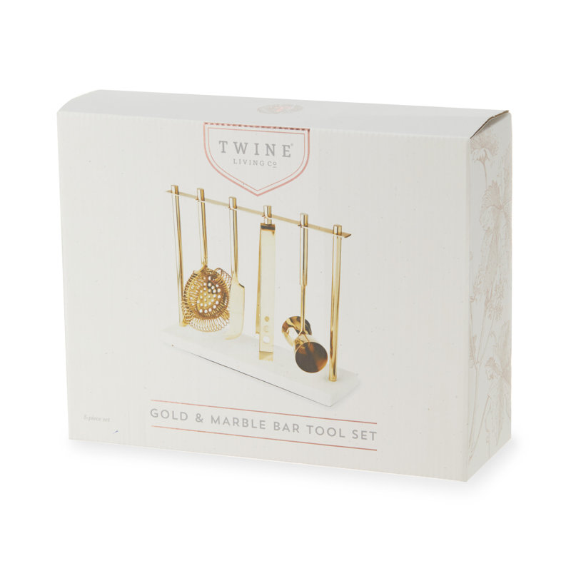 Bar Tool Set in Gold & Marble