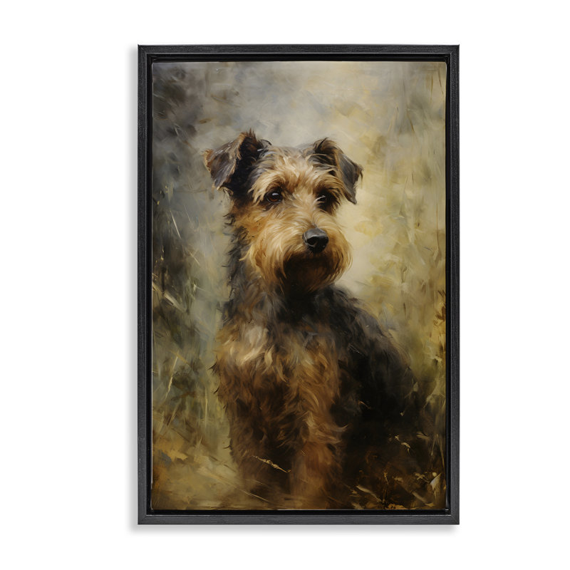 Toile «Poised Terrier Dog» par Petal Prints Design, H 25 po x l 17 po, Cadre flottant noir de jais