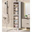 Tall Bathroom Cabinet With Door, Slim Bathroom Storage Cabinet, Freestanding Narrow Storage, White-1622394127