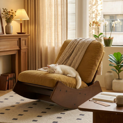 24.21" Wide Corduroy Upholstered Rocking Chair by Ebern Designs