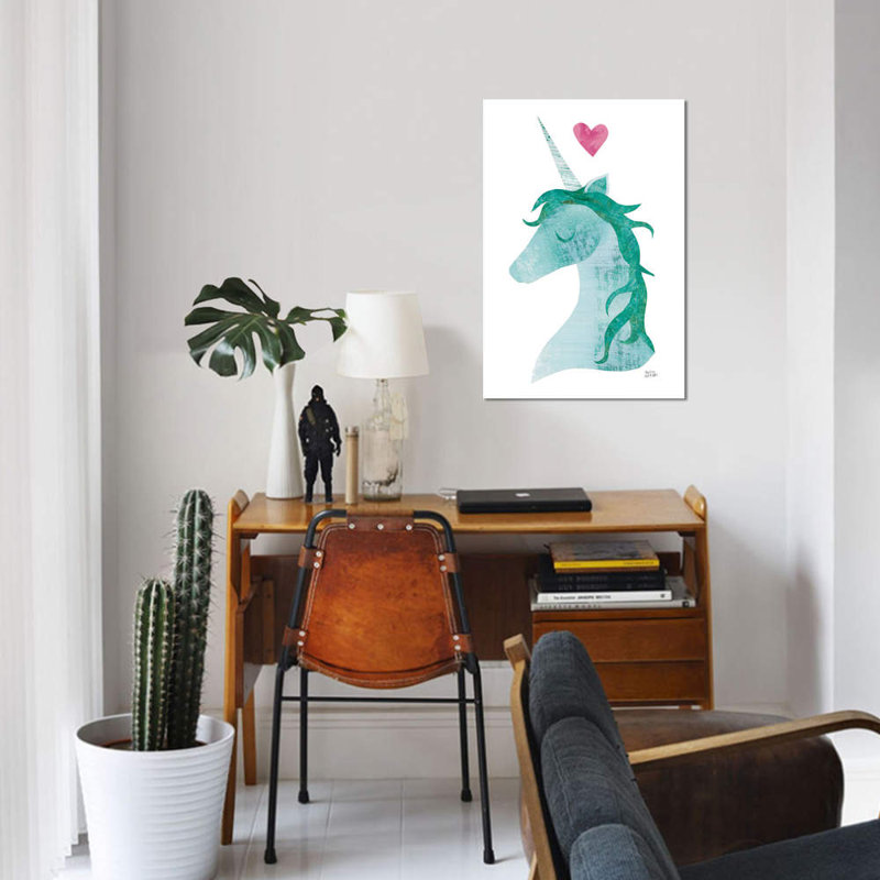 « licorne magic ii » par melissa averinos-impression sur toile tendue, H 26 po x l 18 po x P 1,5 po, Toile encadrée noire