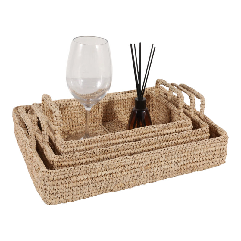 Plateau décoratif moderne pour entrée - Centre de table décoratif pour table à manger et table basse - Lot de 3, 40,6 cm, 35,6 cm, 30,5 cm, brun et beige