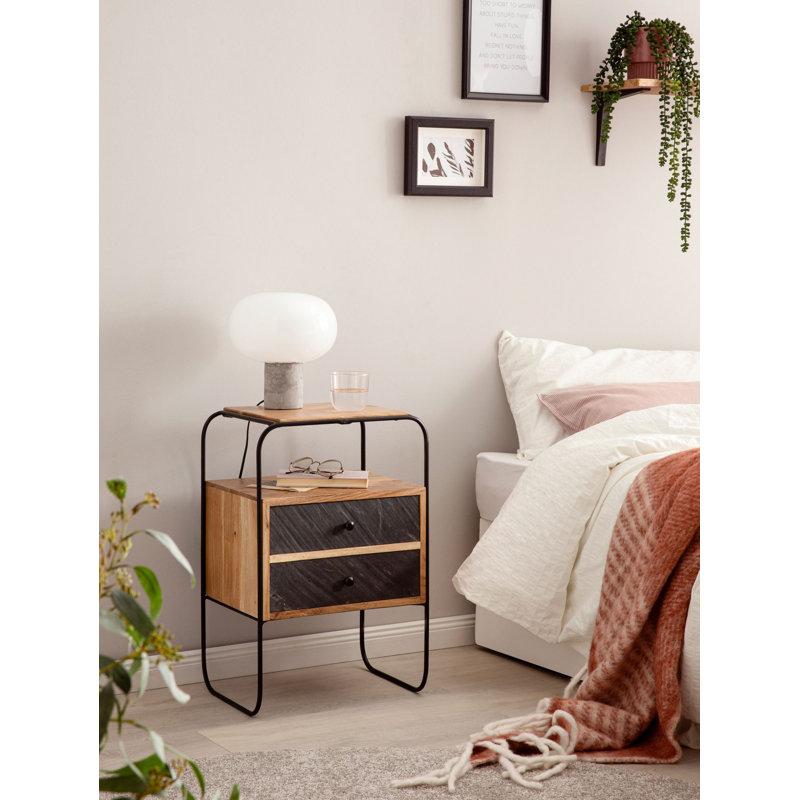 Cleckheaton Iron Bedside Table, Brown