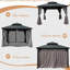 Pavillon de jardin 12 pi X avec double toit et intimité - pour patio, cour, terrasse, pelouse, structure en acier galvanisé gris robuste