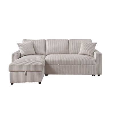 Canapé modulaire 2 pièces avec canapé-lit, méridienne réversible et 2 coussins, gris foncé