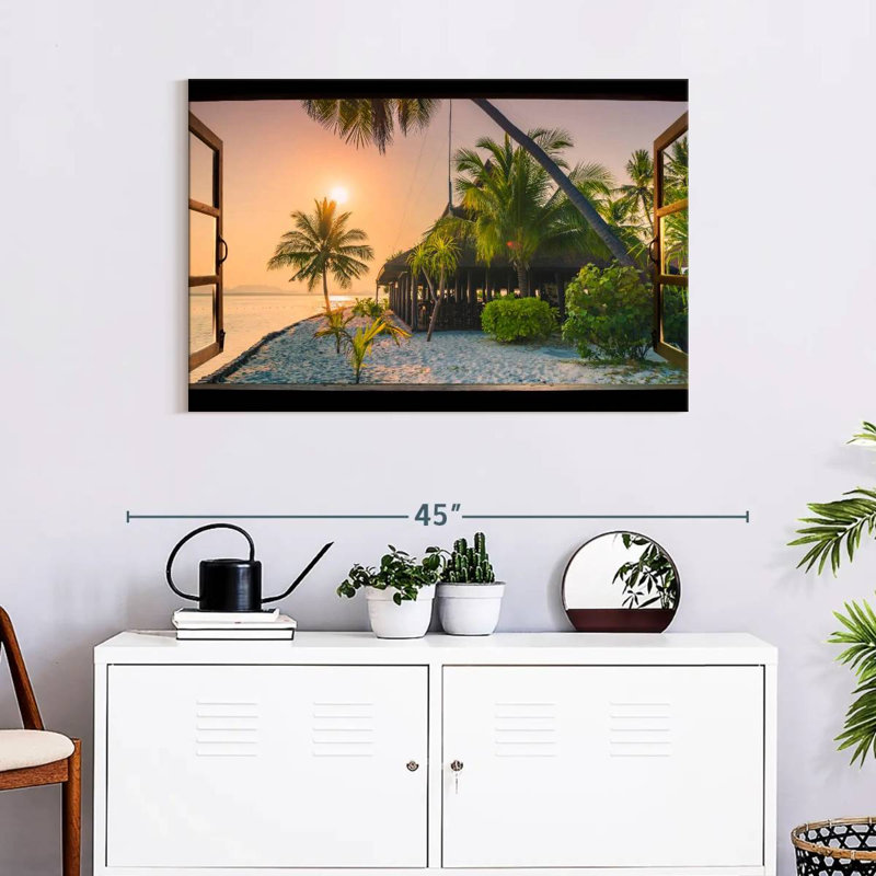 «Window to Serene Beach», reproduction sur toile tendue, H 24 po x l 36 po x P 1,25 po