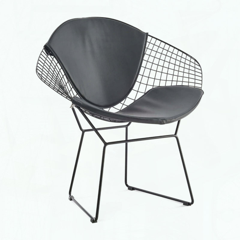 Chaise Diamond, structure noire et siège en polyuréthane, Noir