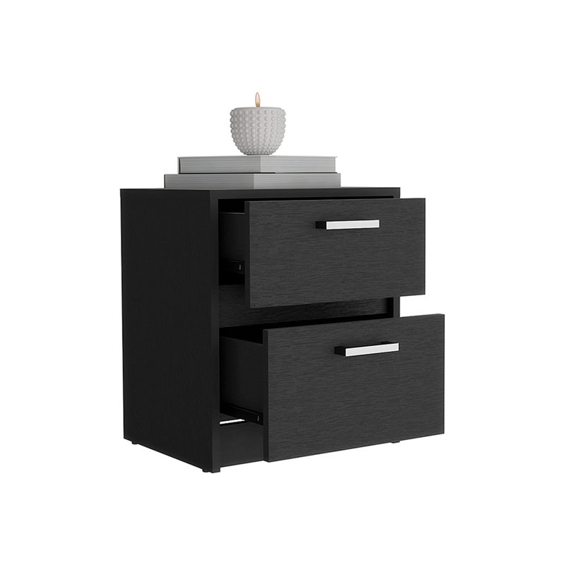 Table de chevet 2 tiroirs Accursio, Noir