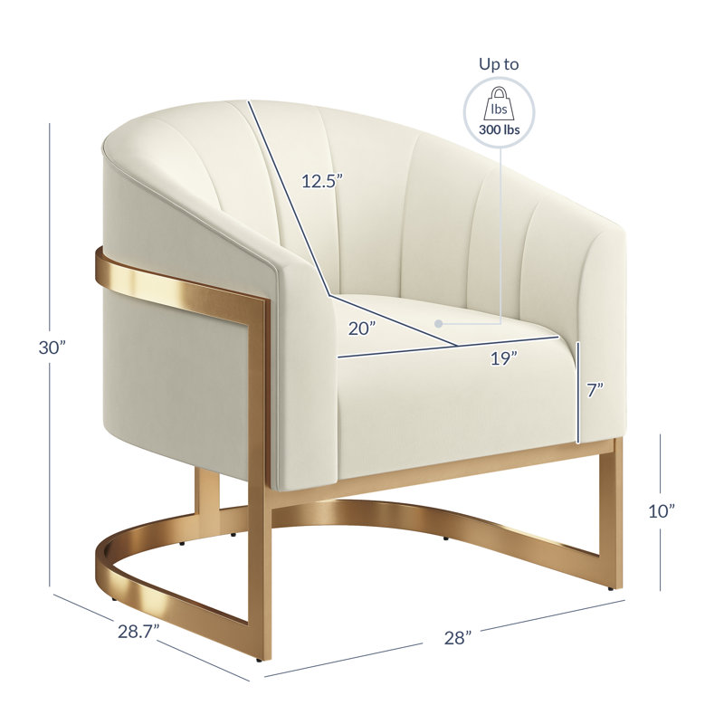 Fauteuil demi-tonneau Ellisville, Velours blanc