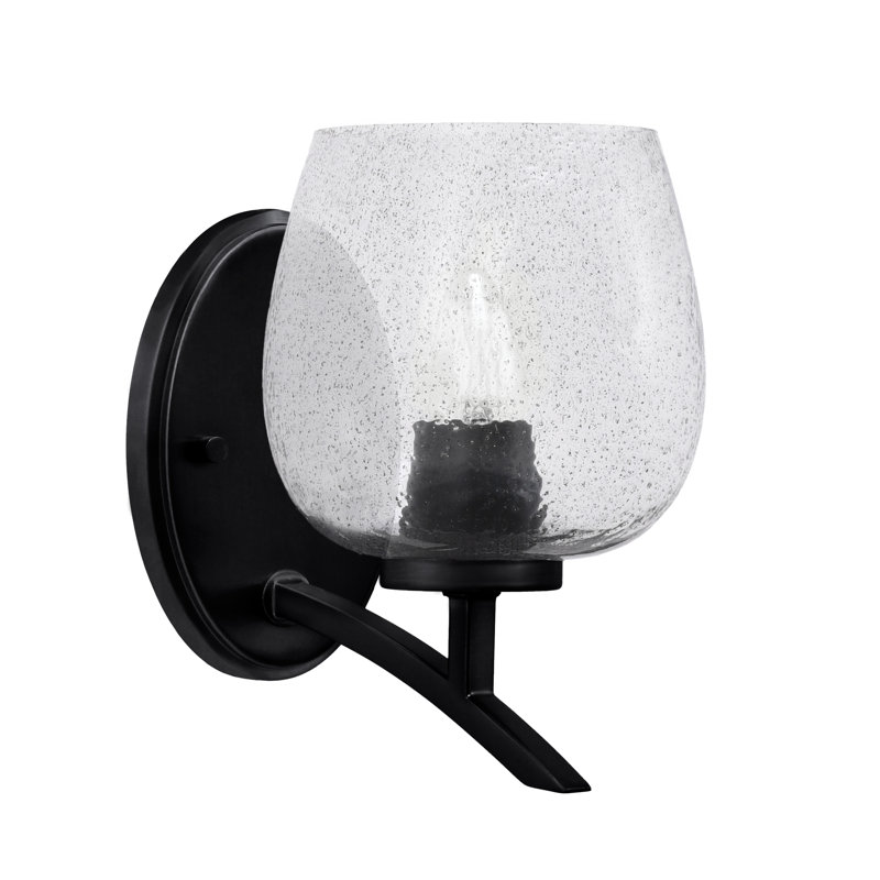 Kurve Uplight Wall Sconce With 6" Smoke Bubble Glass, Matte Black