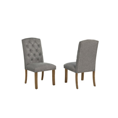 Linen Upholstered Dining Chairs With Tufted Back
