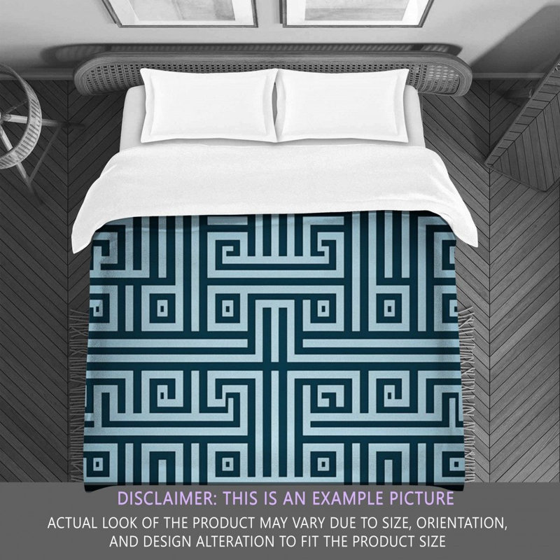 Polyester Comforter, Twin Extra Long Comforter, Blue/Gray Geometric