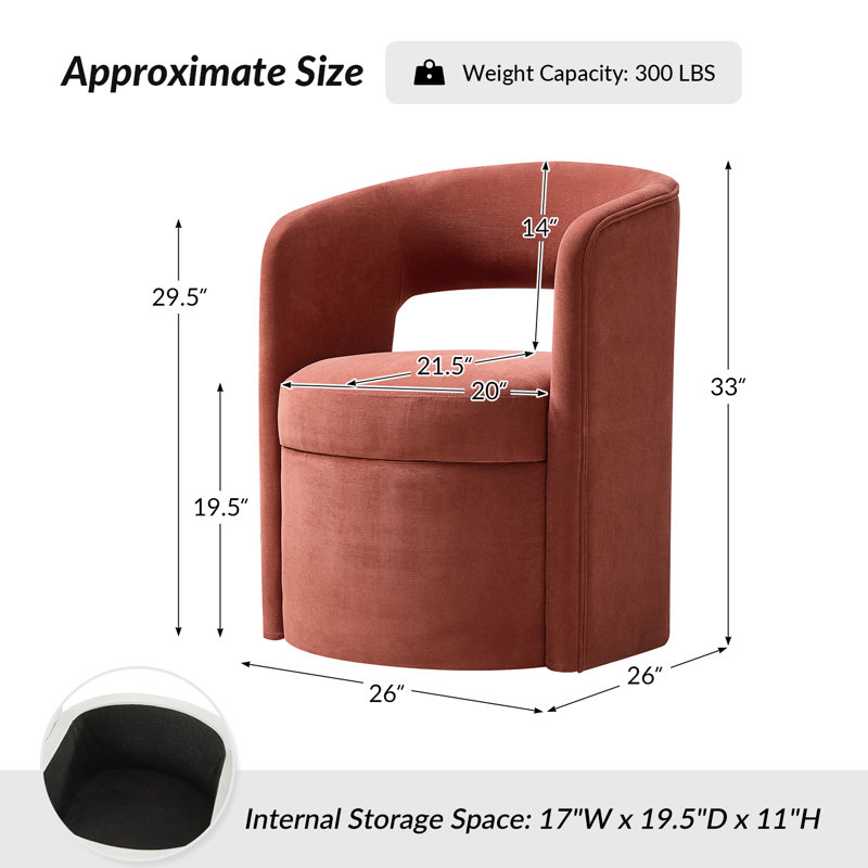 Aadhira 25.5"W Modern Movable Dining Chair With Storage Set Of 2, Rooibos