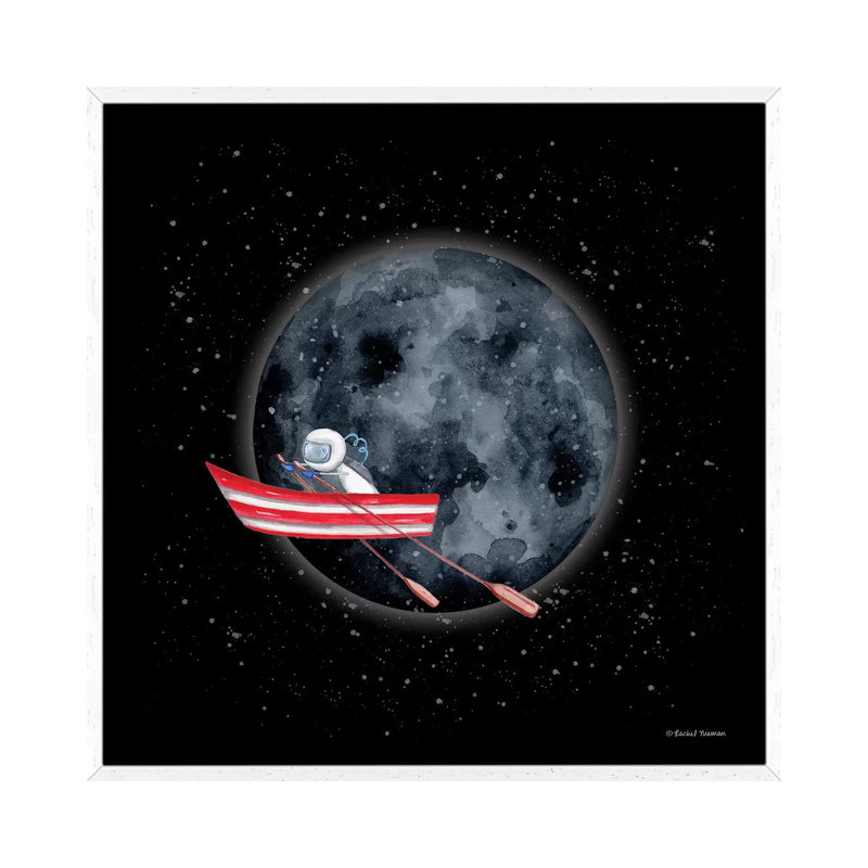 Sail to the Moon 1 Piece Painting on Canvas, 66.04cm H x 66.04cm W x 3.81cm D, White Framed