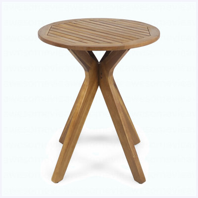 Stamford Acacia Wood Round Side Table, Teak Finish, Outdoor/Indoor Use, 30" Height