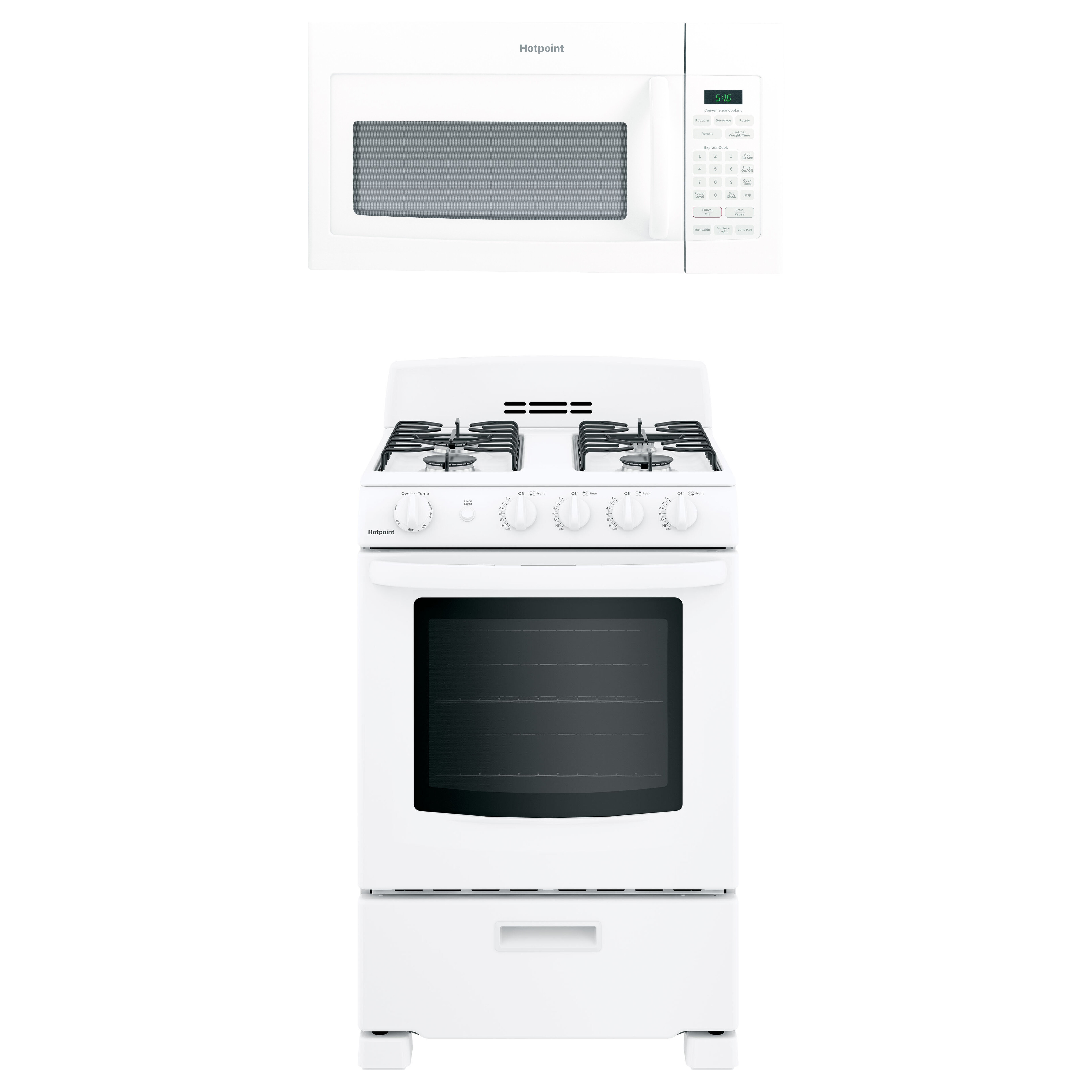 Hotpoint 24 in. 2.9 cu. ft. Oven Freestanding Gas Range with 4 Sealed  Burners - White