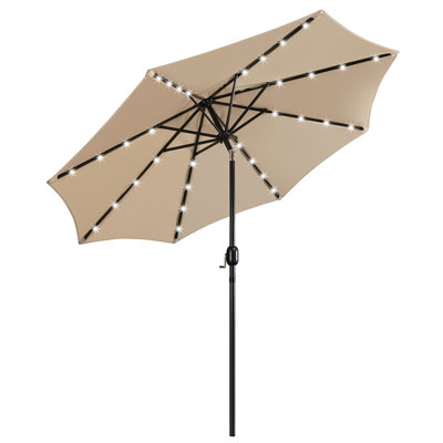 7.5/9Ft LED Lighted Patio Umbrella, Solar Market Umbrella with Tilt Push Button