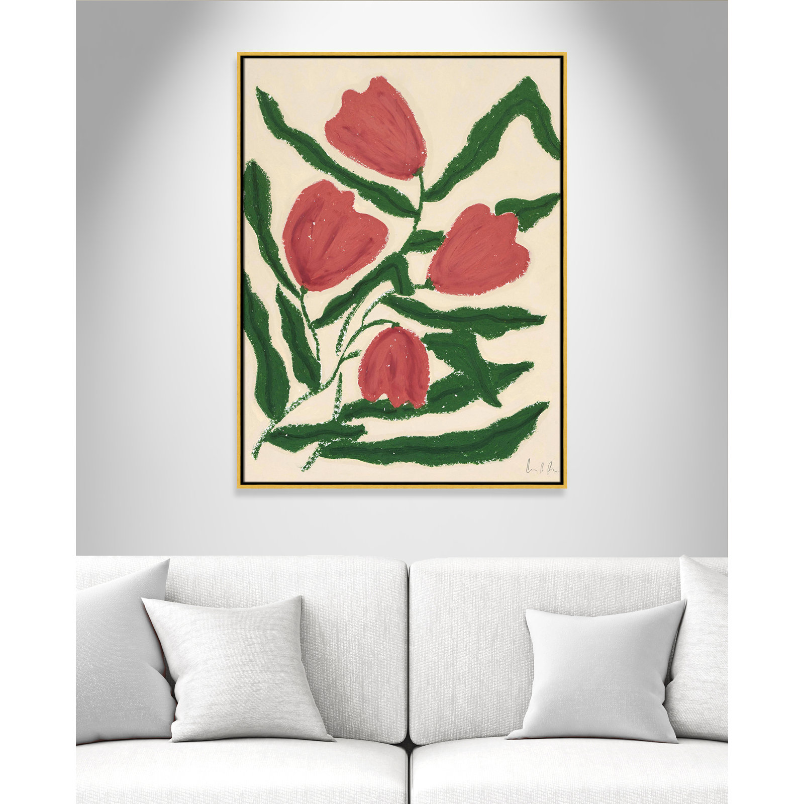 Colette "Red Tulips" Print by Camilla Bergqvist, 41.5" H x 31.5" W, Gold