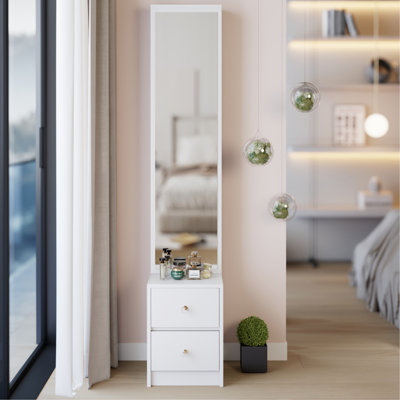 Simple Stylish Dressing Mirror Cabinet, Cosmetic Organizer Cabinet, Jewellery Cabinet, Extra Large Full Body Mirror, Multi Layer High Capacity Storage, 11.8" X 15.7" X 63", EPA, GCC, UL Certificate