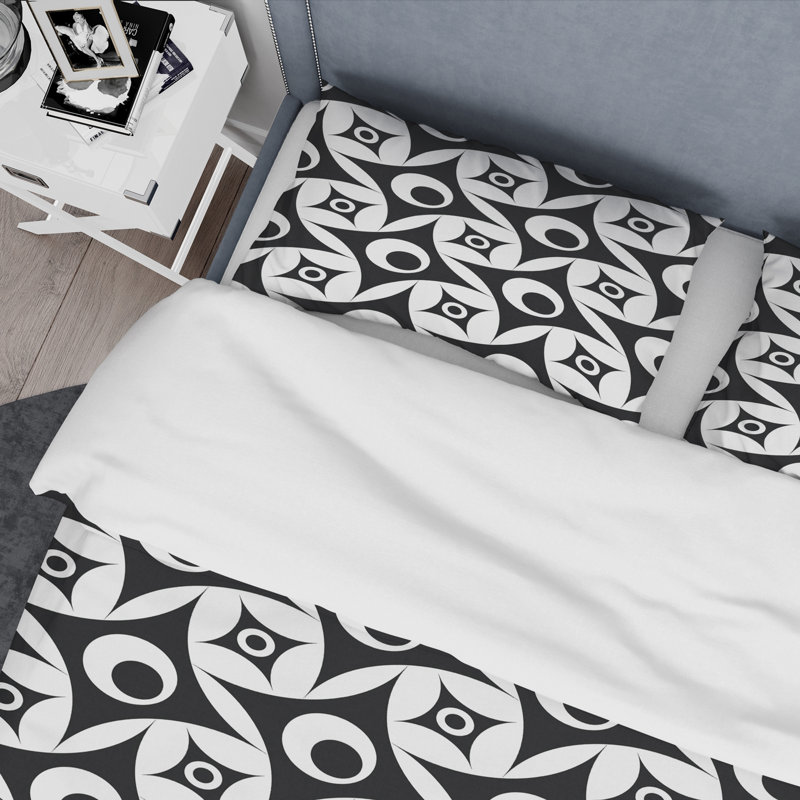 Ensemble de housse de couette monochrome Mid-Century, Twin Duvet Cover + 2 Shams