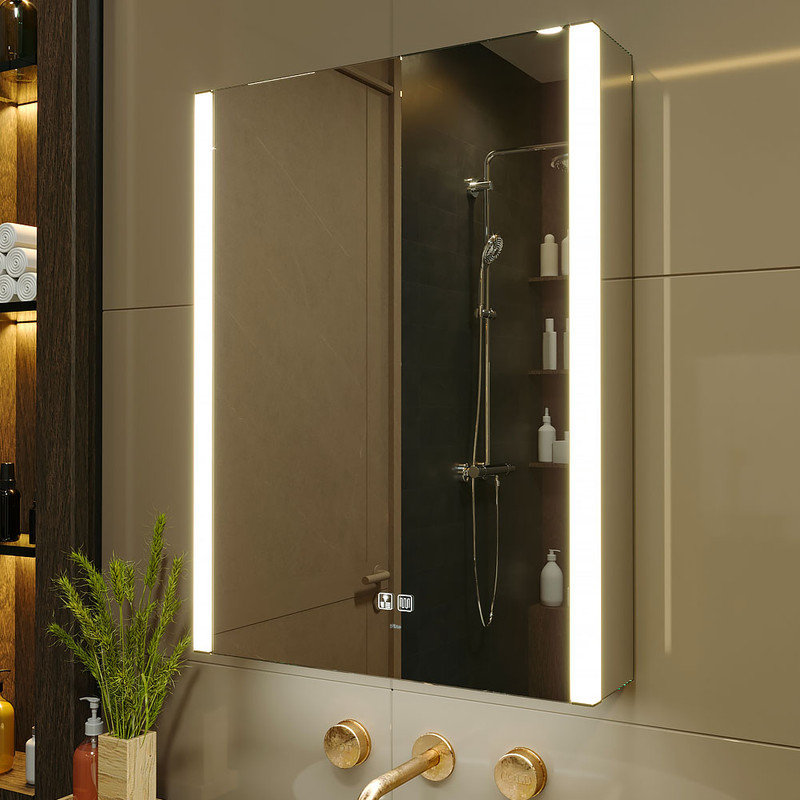 28"H x 21"W LED Lighted Bathroom Medicine Cabinet with Mirror,Defogger,Dimmer,Outlets & USBs, 28" H x 21" W x 5" D