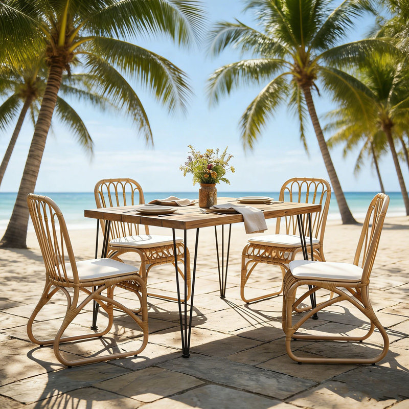 Ensemble repas d'extérieur 5 pièces avec 4 chaises