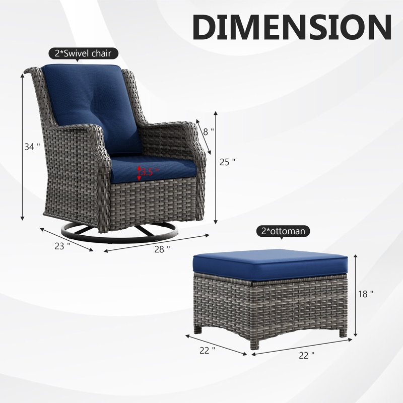 Bielasz 5-Piece Outdoor Conversation Seating Group with Cushions, Blue