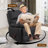 Katty 35.7"W Leather Manual Swivel Rocker Recliner Chair-106862808