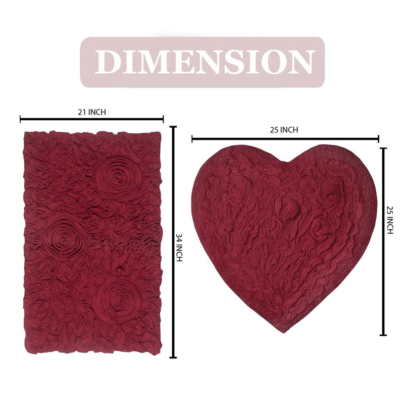 Freida 2 Piece Bath Rug Set, Red