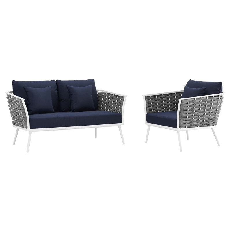 Ensemble de canapé modulaire en aluminium 2 pièces Stance par Havenside Home, Marine