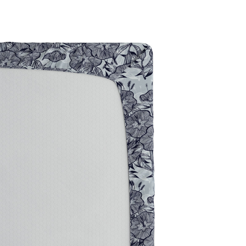 Floral Microfiber Floral Fitted Sheet, Full/Double Fitted Sheet, Gray