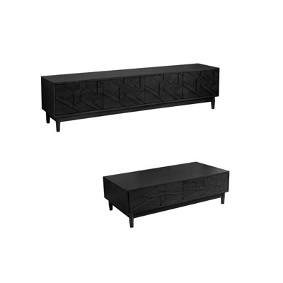 Simple coffee table paired with TV stand