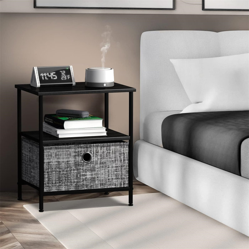 Table de bout avec rangement Jakaiden, Gris / noir