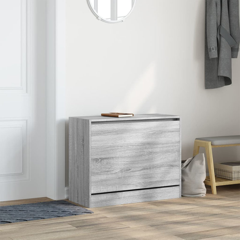 6 Pair Shoe Storage Cabinet, Grey Sonoma