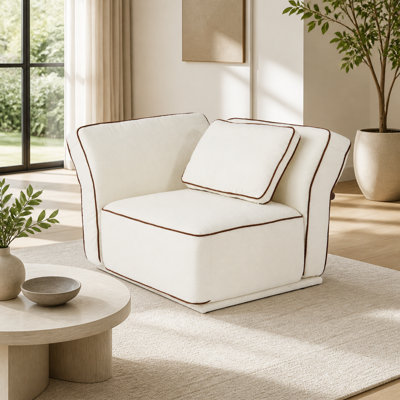 Upholstered Boucle Slipcovered Right-hand Flared Arm Sofa