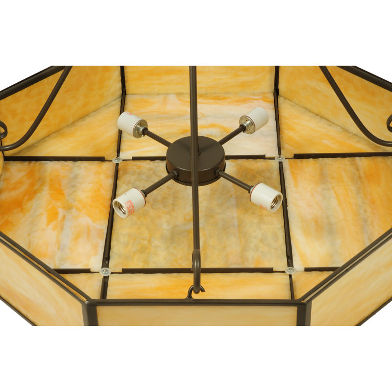 Lustre géométrique unique à 4 lumières, H 22 po x 32,25 po x 32,25 po